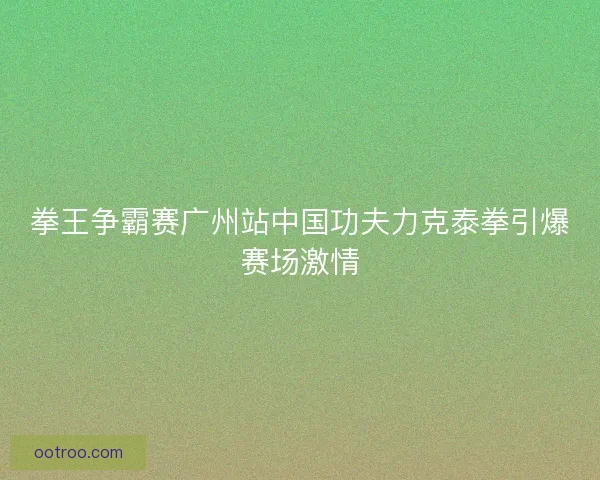 拳王争霸赛广州站中国功夫力克泰拳引爆赛场激情